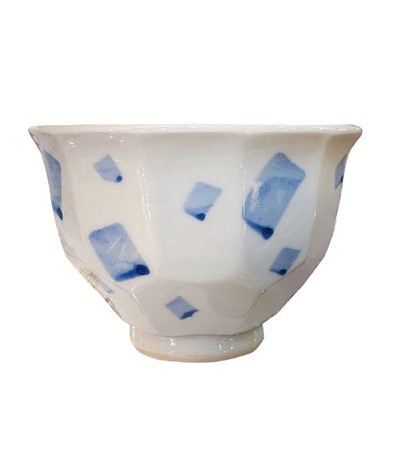 千代紙藍白紋樣飯碗