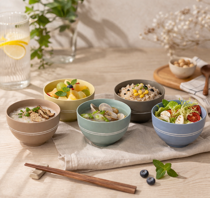 美濃燒 ｜啞光五色茶碗組