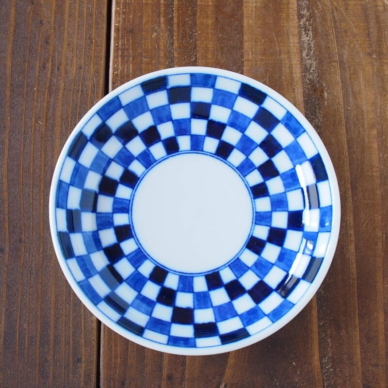 美濃燒｜市松格紋 4吋圓盤