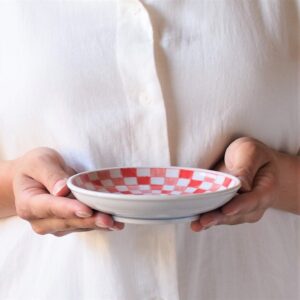 美濃燒｜市松格紋 4吋圓盤