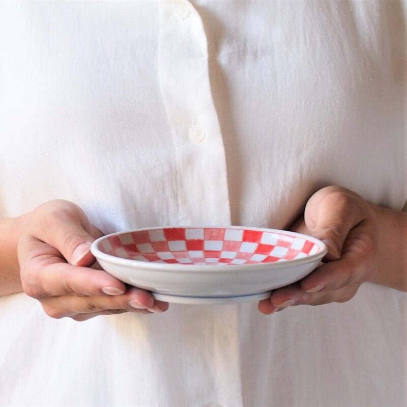 美濃燒｜市松格紋 4吋圓盤