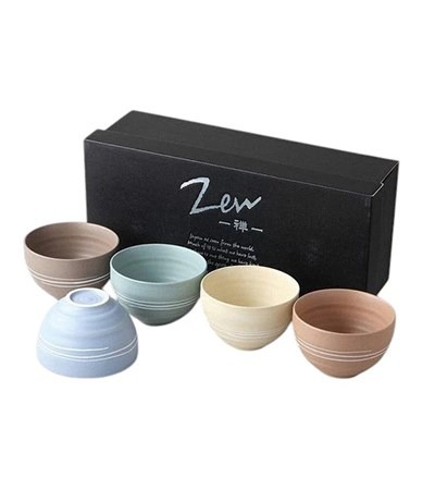 美濃燒 ｜啞光五色茶碗組