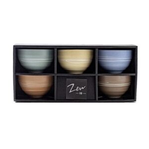 美濃燒 ｜啞光五色茶碗組