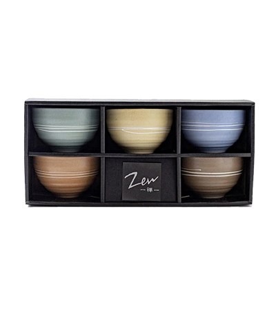 美濃燒 ｜啞光五色茶碗組