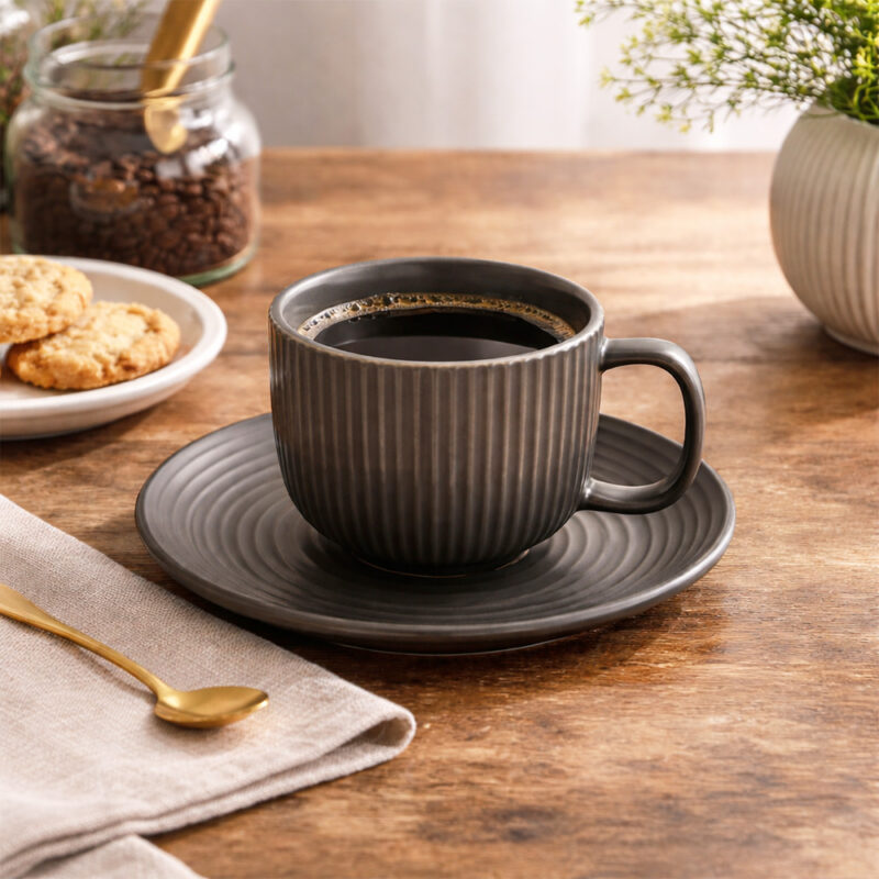 韓式條絨咖啡杯盤組