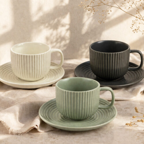 韓式條絨咖啡杯盤組