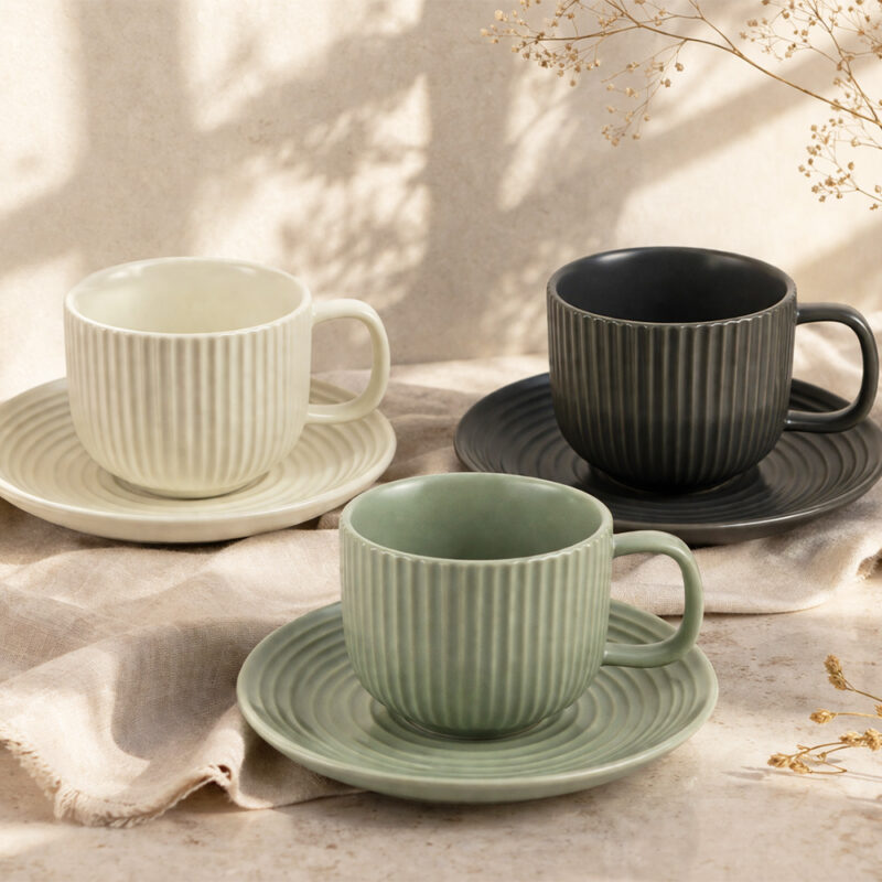 韓式條絨咖啡杯盤組
