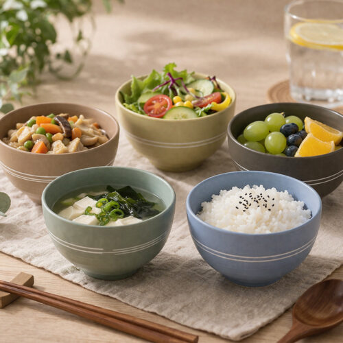 美濃燒 ｜啞光五色茶碗組
