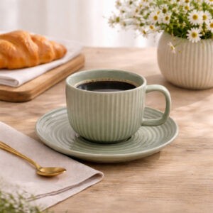 韓式條絨咖啡杯盤組