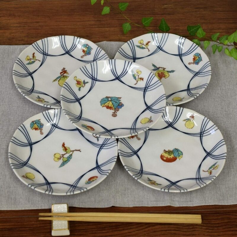 九谷燒｜果實文盤五入組